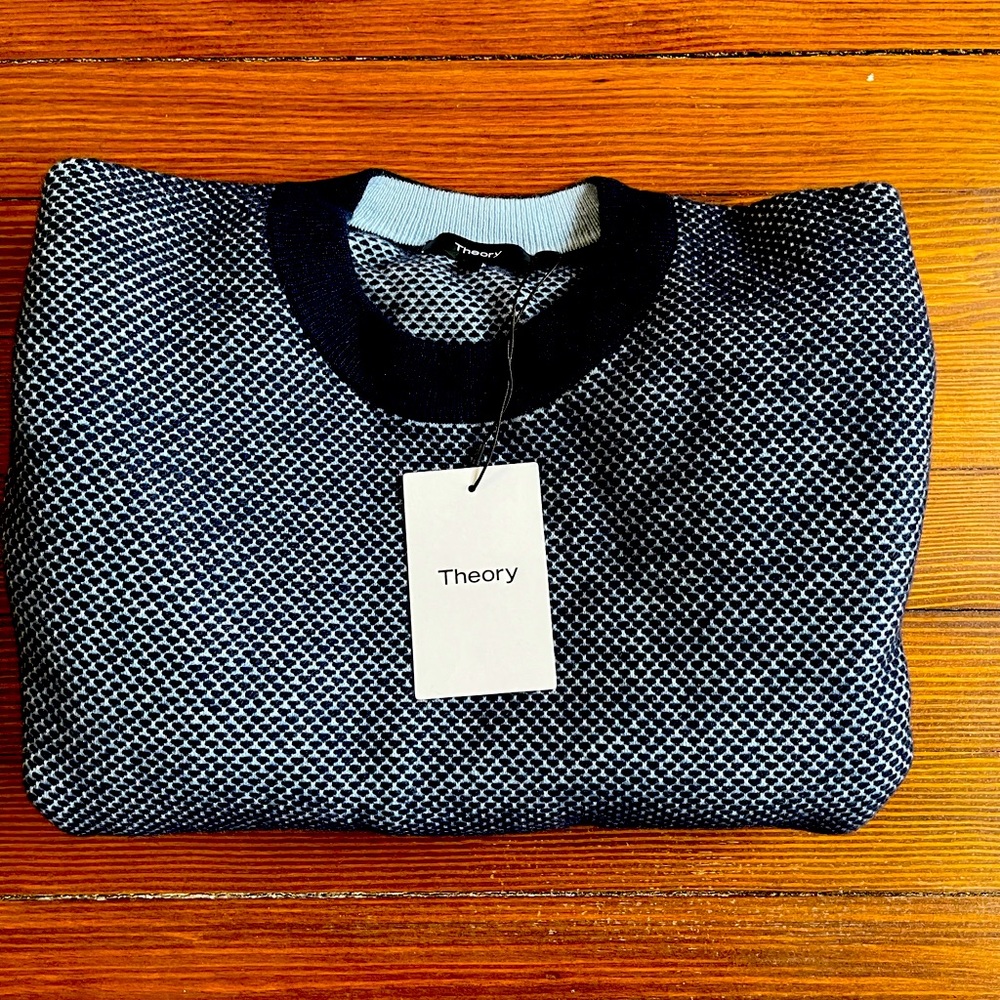 Brand New Theory Mens Cashmere Boland Crew Sweater Navy